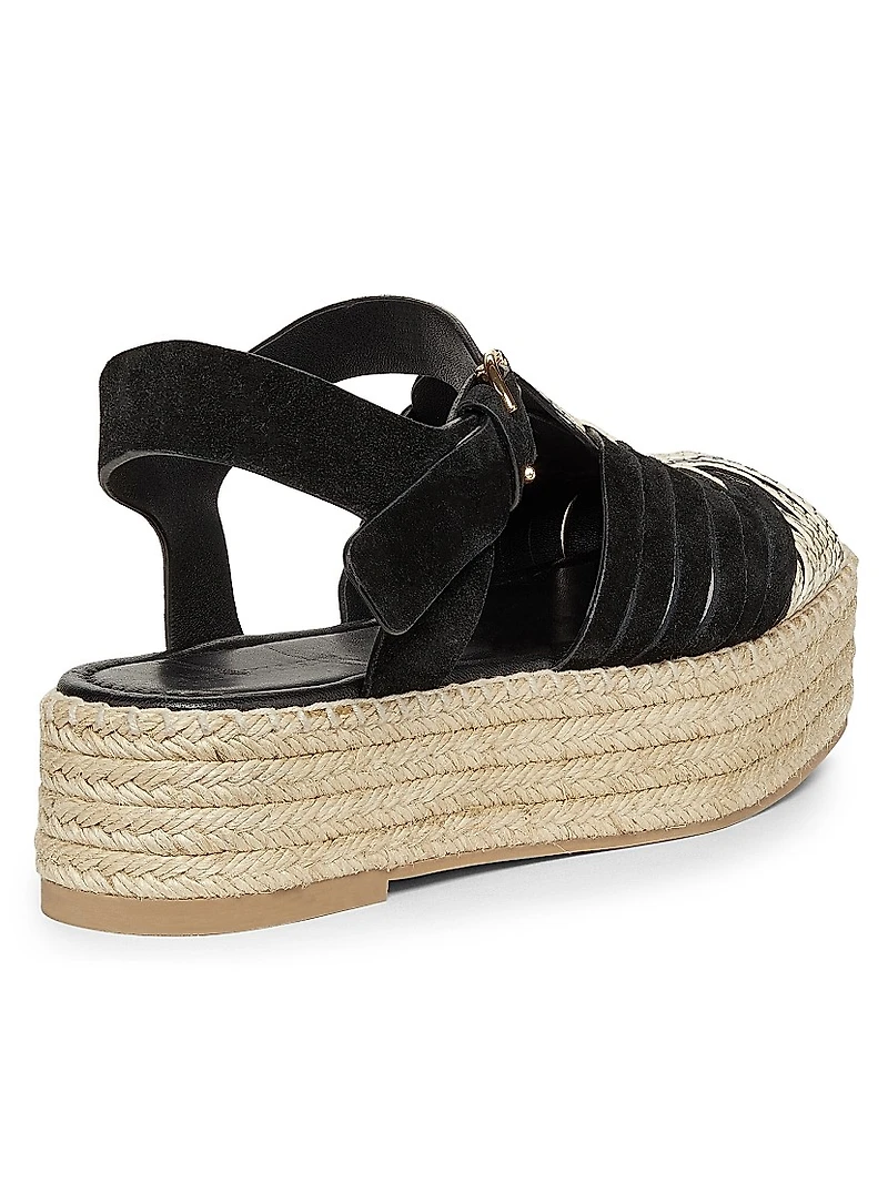 Elsa Python-Printed Leather Espadrilles