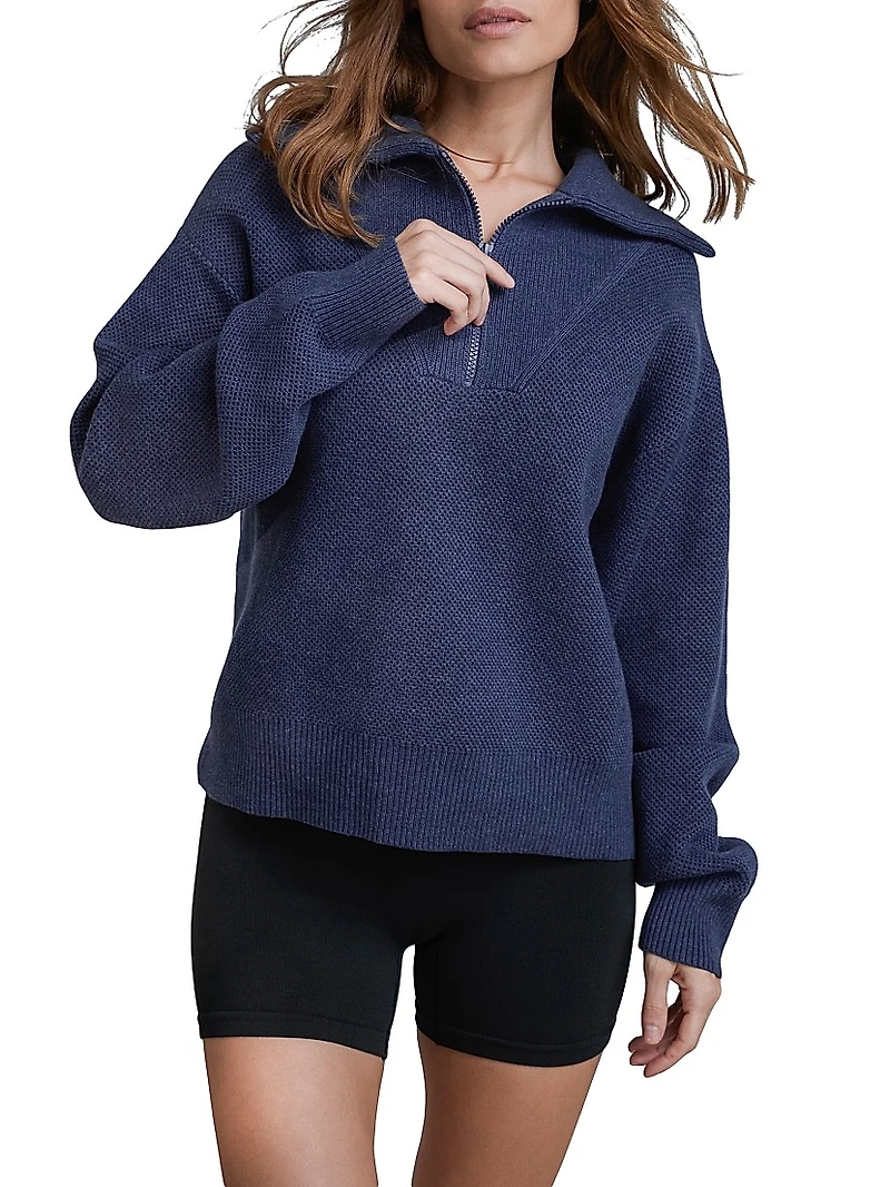 Cotton Silk Half-Zip Pullover