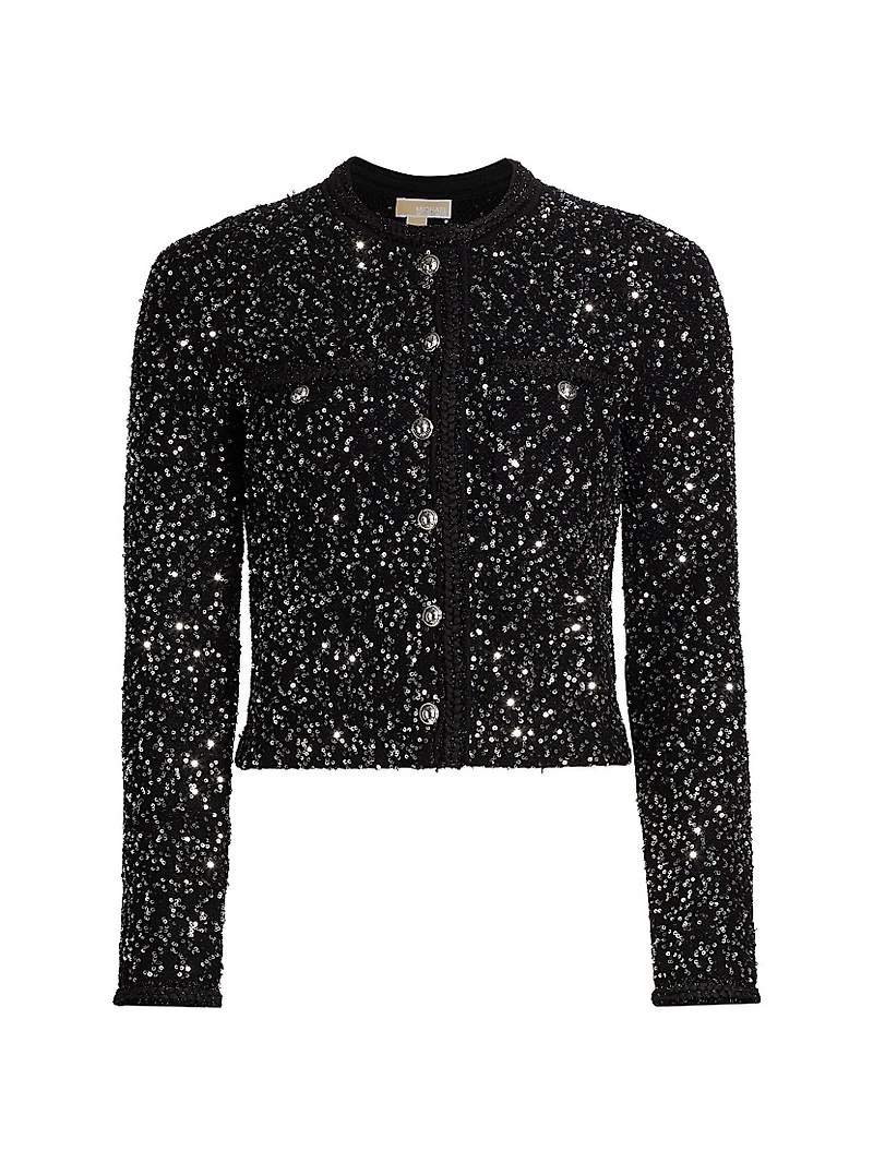 Sequined Crewneck Jacket