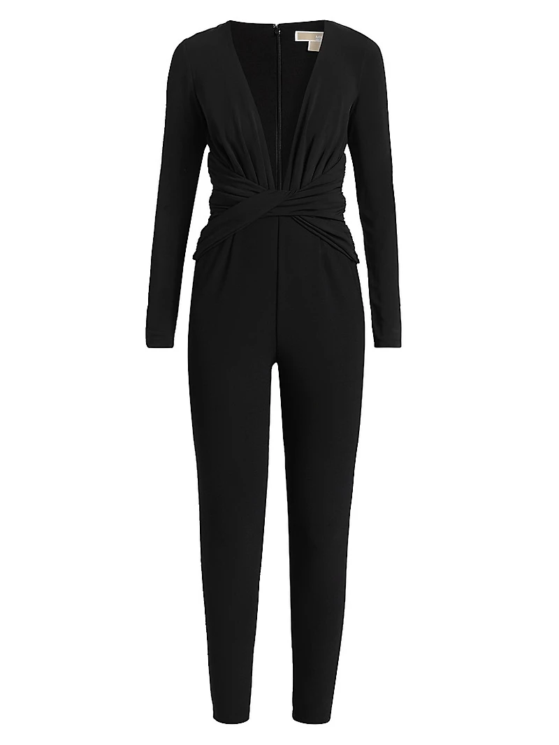 Twist Stretch-Jersey V-Neck Jumpsuit