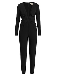 Twist Stretch-Jersey V-Neck Jumpsuit