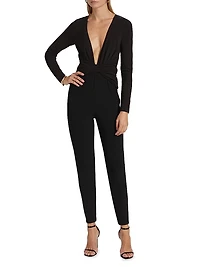Twist Stretch-Jersey V-Neck Jumpsuit