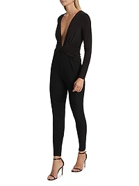 Twist Stretch-Jersey V-Neck Jumpsuit