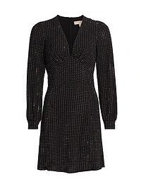 Crystal-Embellished V-Neck Minidress