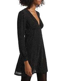 Crystal-Embellished V-Neck Minidress