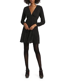 Crystal-Embellished V-Neck Minidress