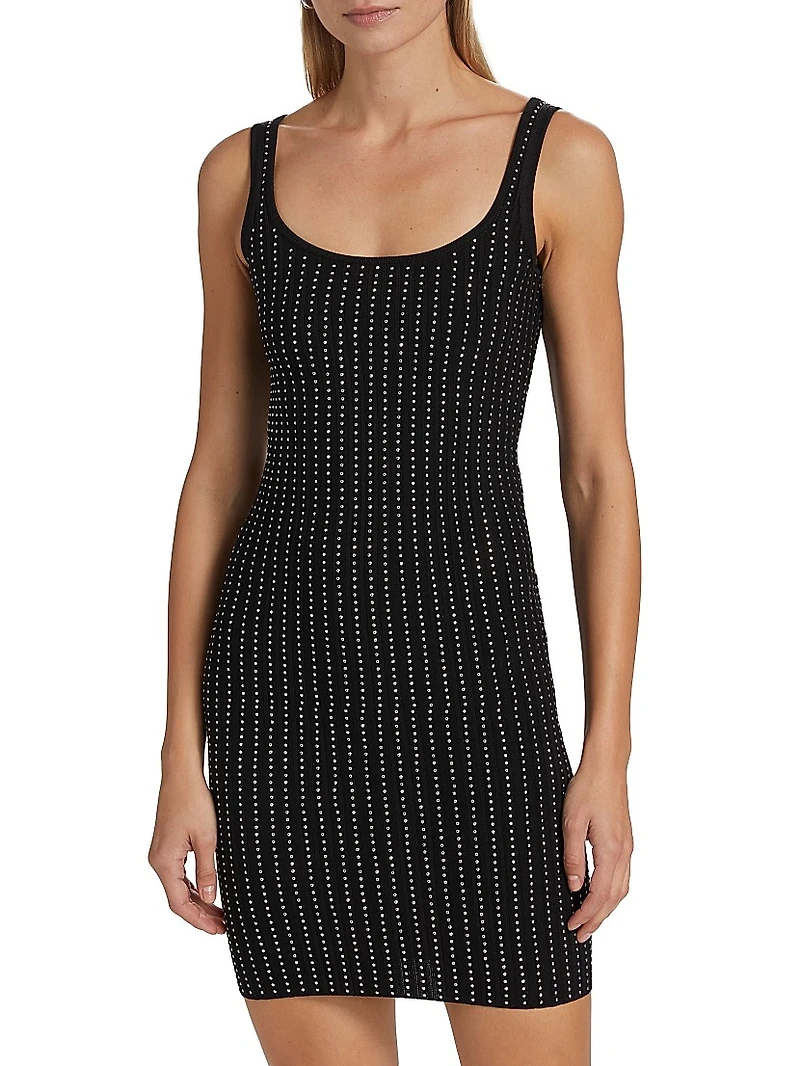 Crystal-Embellished Sleeveless Mini-Dress