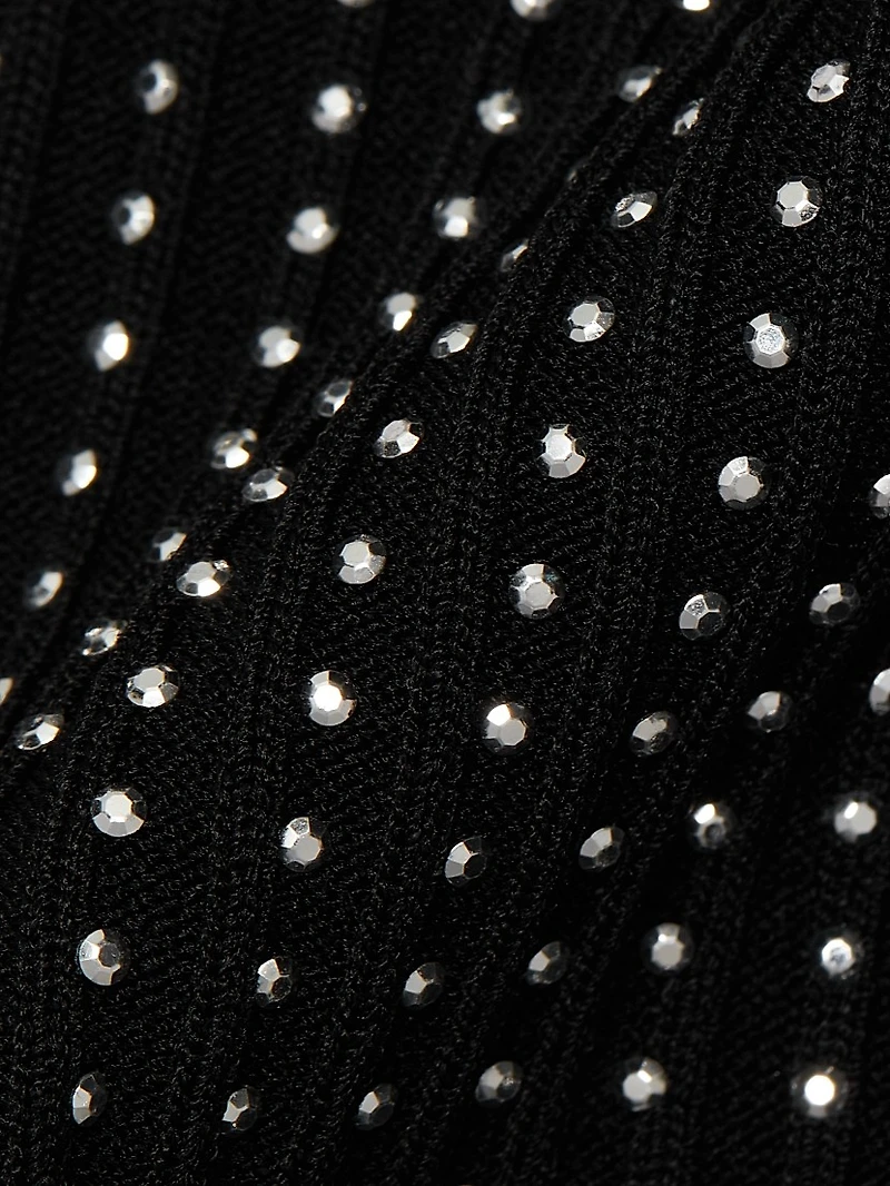 Crystal-Embellished Sleeveless Mini-Dress