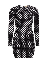 Polka Dot Ruched Jersey Minidress