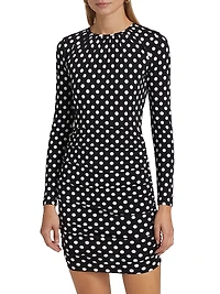 Polka Dot Ruched Jersey Minidress