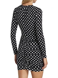 Polka Dot Ruched Jersey Minidress