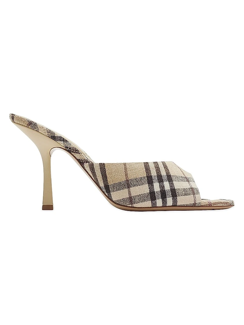 Mews 90MM Check Linen-Blend Mules