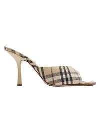 Mews 90MM Check Linen-Blend Mules