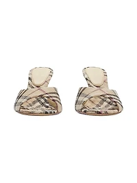 Mews 90MM Check Linen-Blend Mules