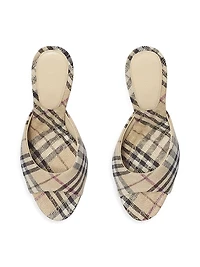 Mews 90MM Check Linen-Blend Mules