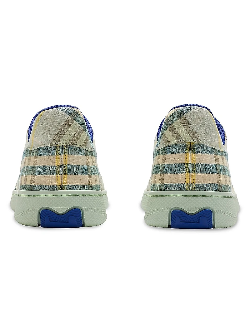 Terrace Check Linen Low-Top Sneakers