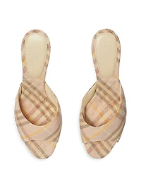 Mews 65MM Check Linen-Blend Mules