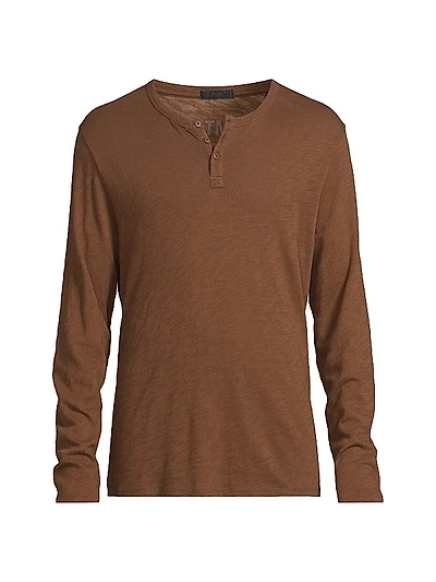 Cotton Jersey Henley T-Shirt