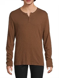 Cotton Jersey Henley T-Shirt