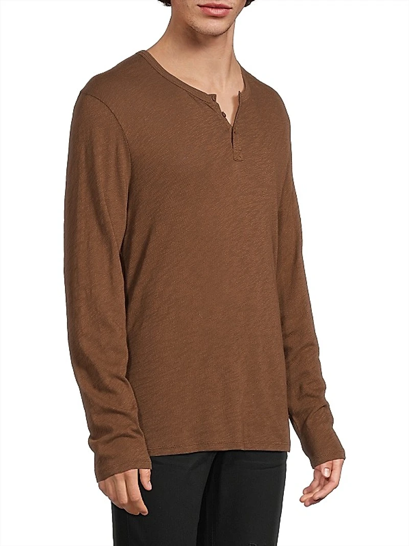 Cotton Jersey Henley T-Shirt