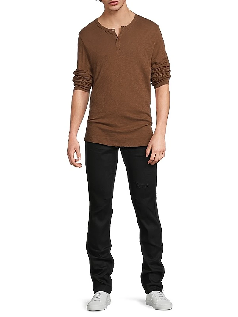 Cotton Jersey Henley T-Shirt