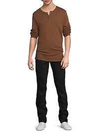 Cotton Jersey Henley T-Shirt