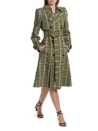 Check Linen Trench Coat