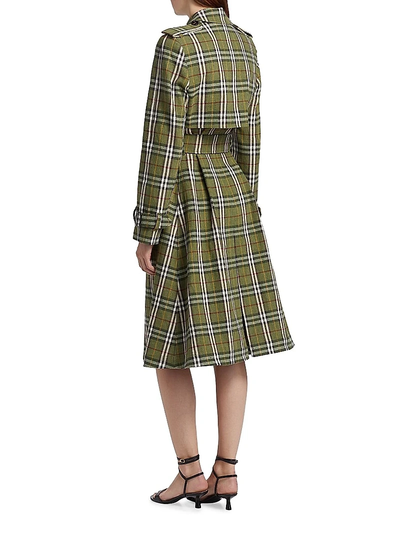 Check Linen Trench Coat