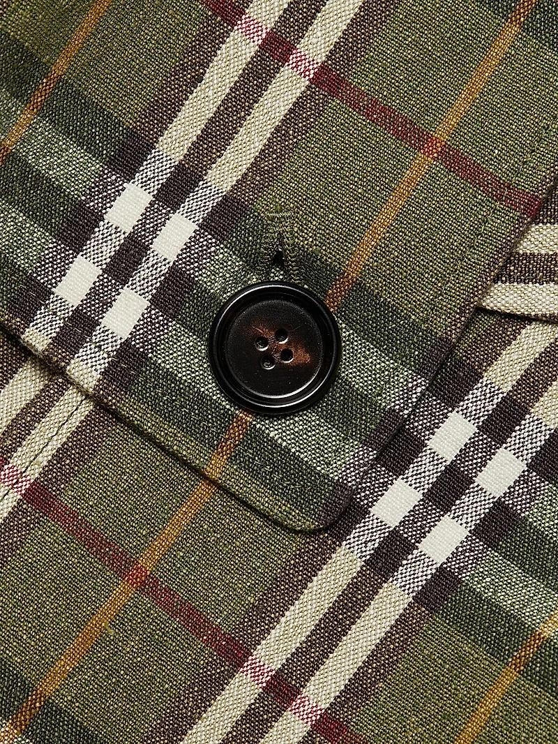 Check Linen Trench Coat