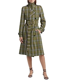 Check Linen Trench Coat