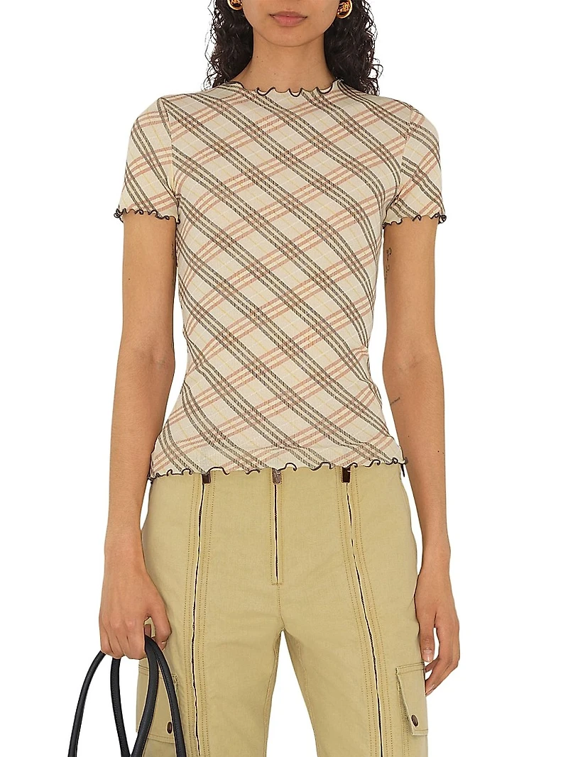 Check Stretch Cotton Top