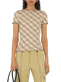 Check Stretch Cotton Top