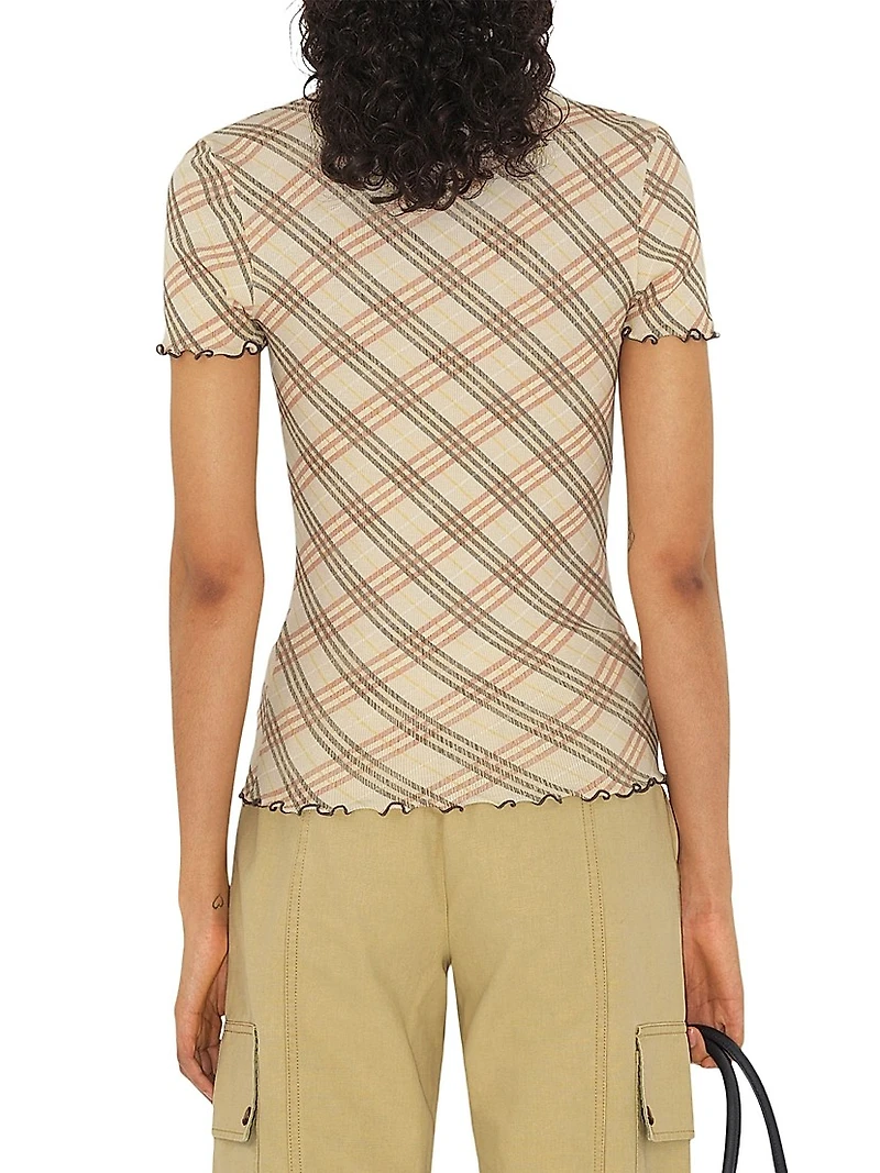 Check Stretch Cotton Top