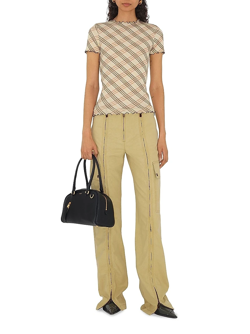 Check Stretch Cotton Top