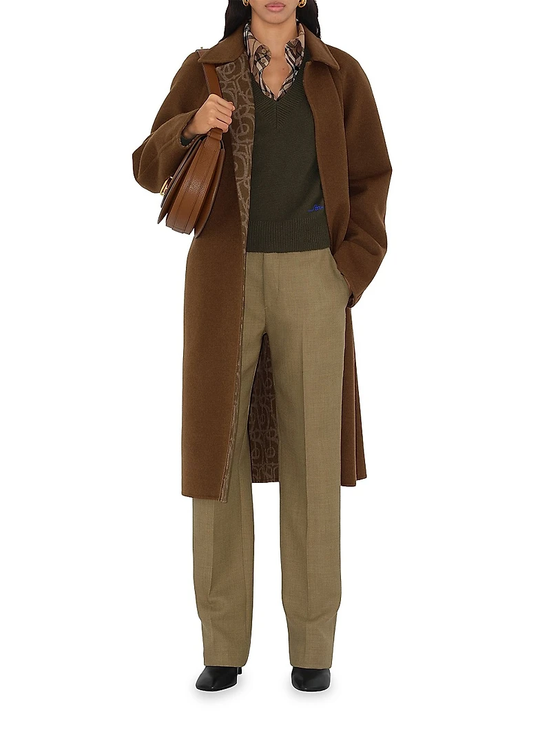 Wool-Blend Belted Trench Coat