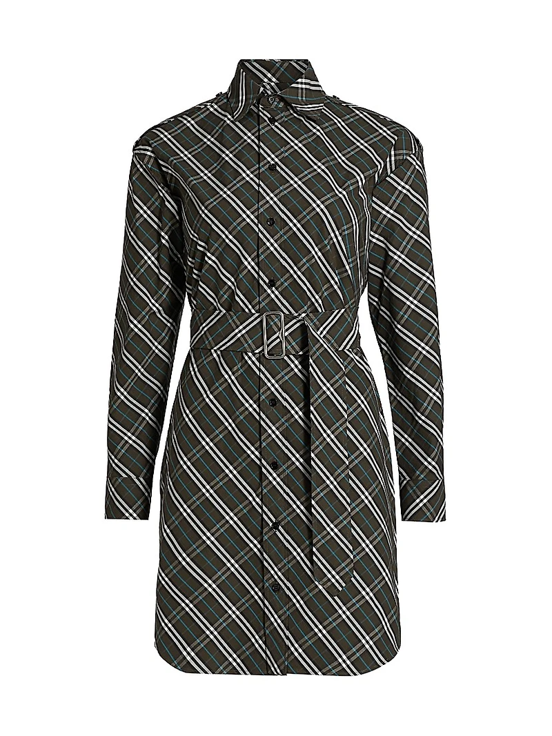 Check Belted Shirtdress