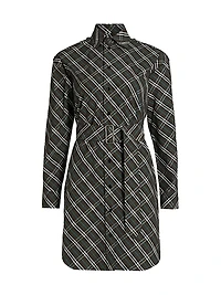 Check Belted Shirtdress