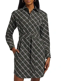 Check Belted Shirtdress