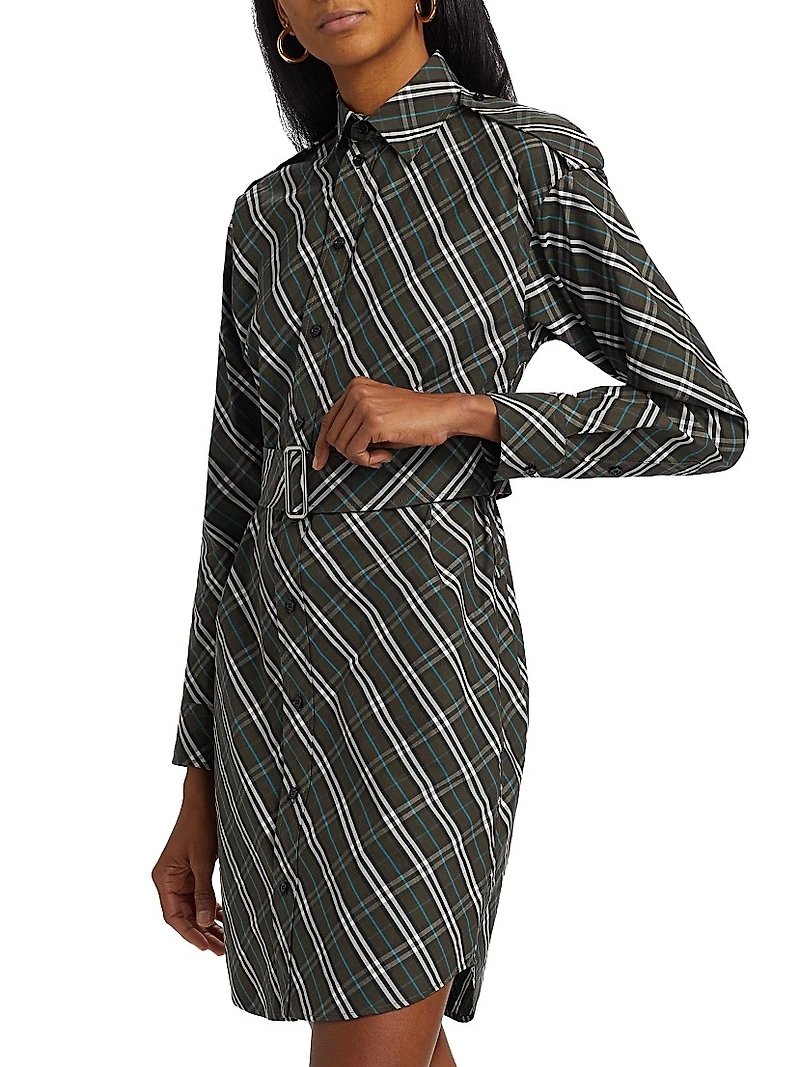 Check Belted Shirtdress