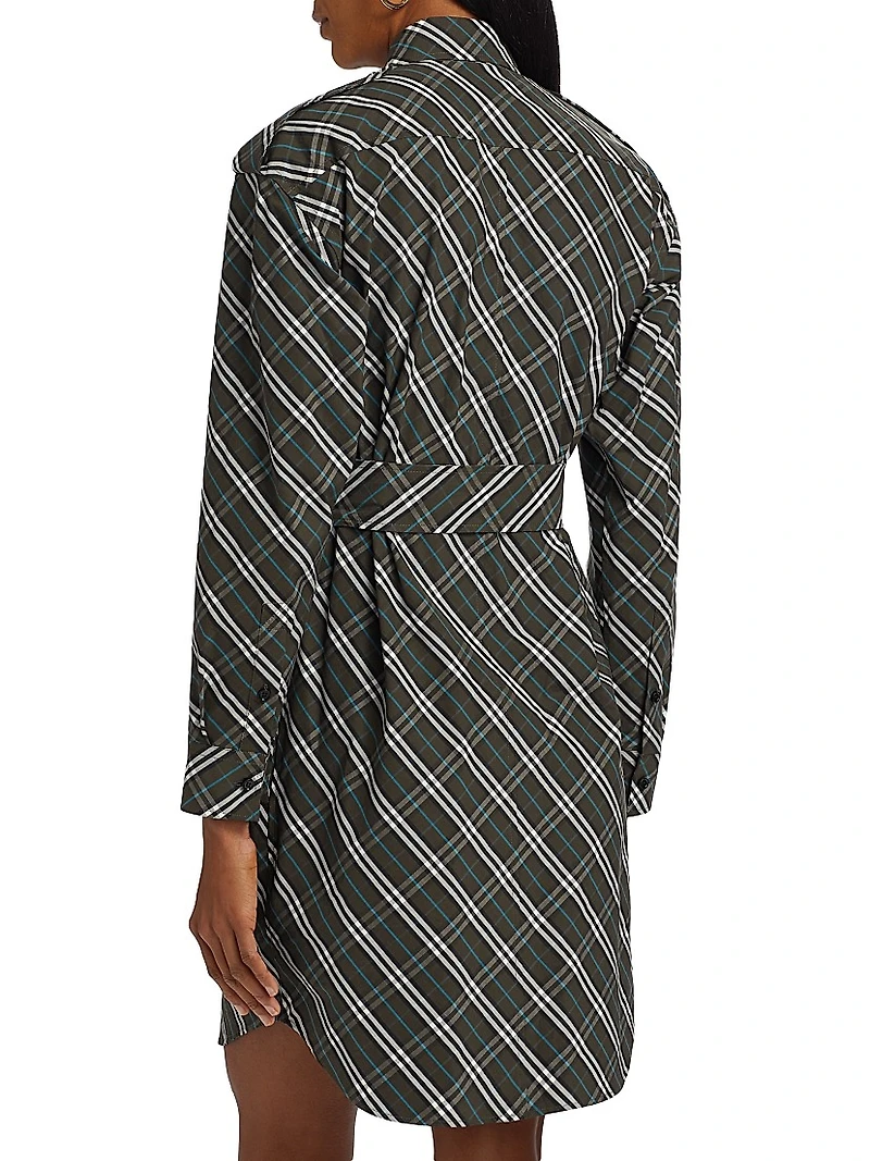 Check Belted Shirtdress