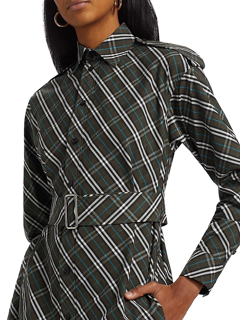 Check Belted Shirtdress