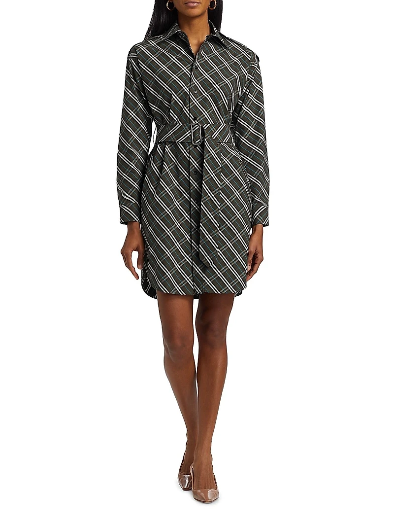 Check Belted Shirtdress