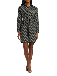 Check Belted Shirtdress