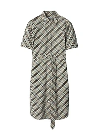 Check Poplin Belted Shirtdress