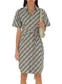 Check Poplin Belted Shirtdress