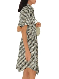 Check Poplin Belted Shirtdress