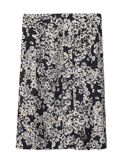 Daisy Printed Silk Midi-Skirt