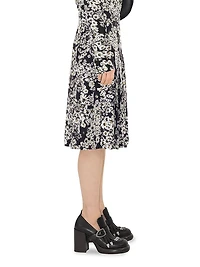 Daisy Printed Silk Midi-Skirt