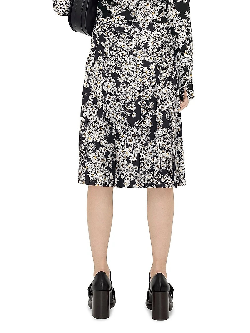 Daisy Printed Silk Midi-Skirt
