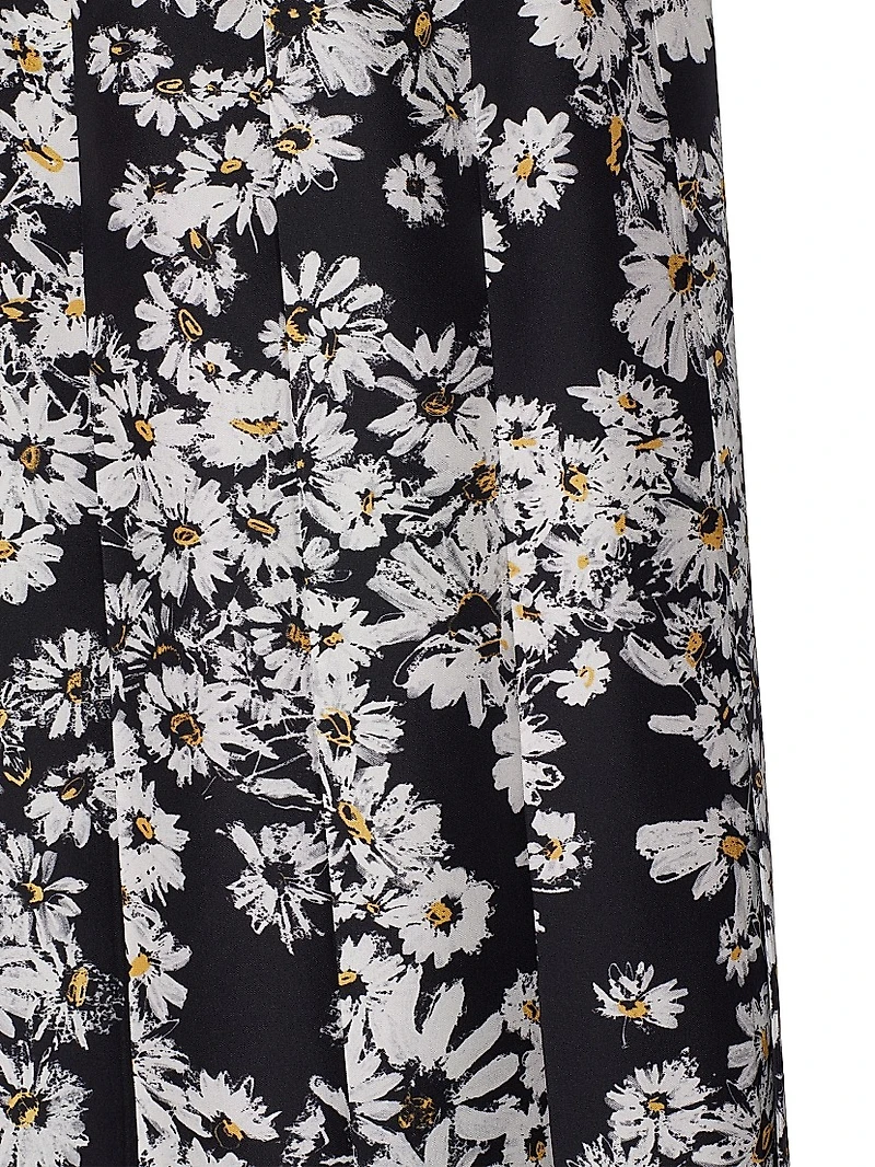 Daisy Printed Silk Midi-Skirt